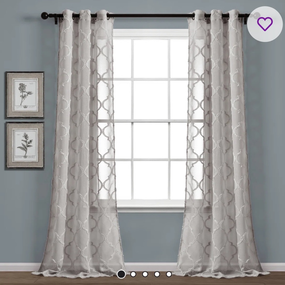 Gray Sheer Curtains / 2 panels